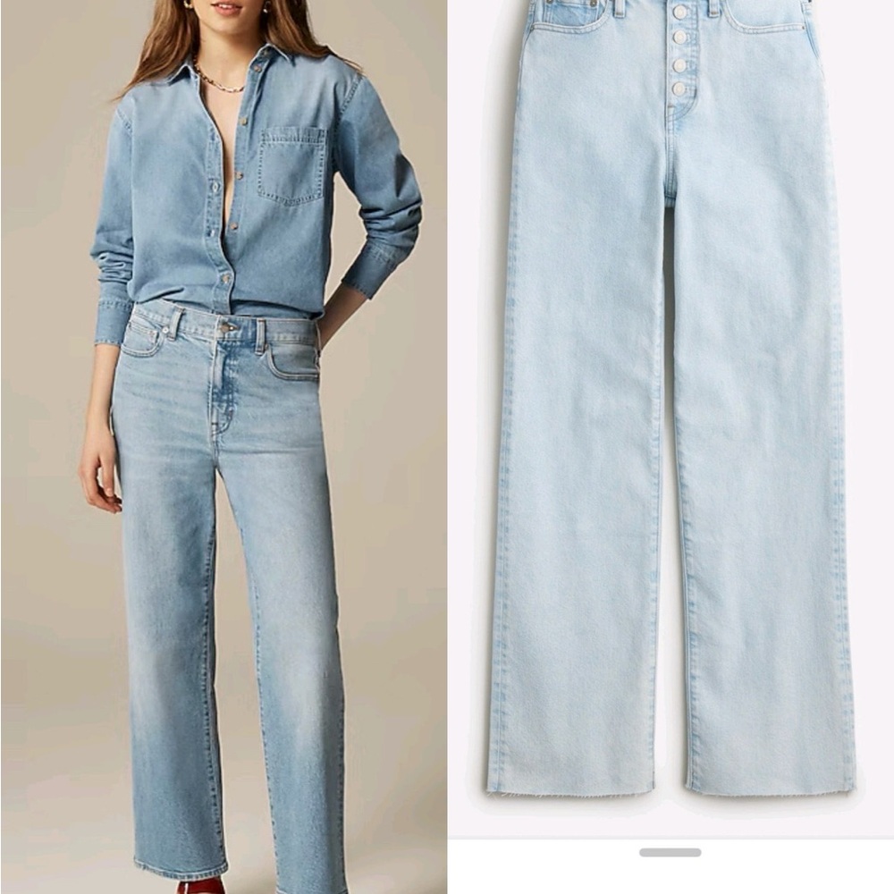 NWOT J. Crew Slim Wide Leg High-Waisted Women Jeans Doriel Wash Size 25